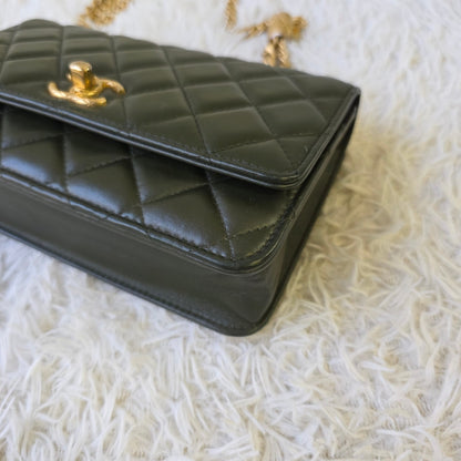 Chanel Quilted Leather Chain Wallet Bag (Pre-Owned)