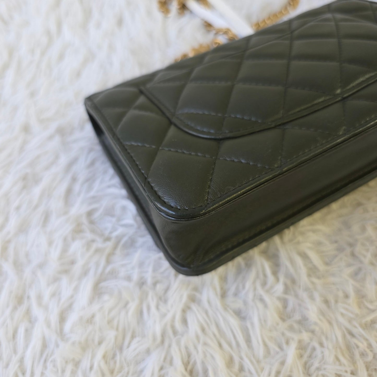 Chanel Quilted Leather Chain Wallet Bag (Pre-Owned)