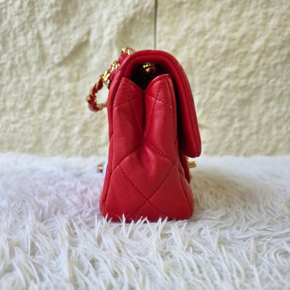 Chanel Red Quilted Lambskin Mini Flap Bag (Pre-Owned)