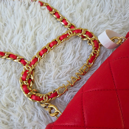 Chanel Red Quilted Lambskin Mini Flap Bag (Pre-Owned)
