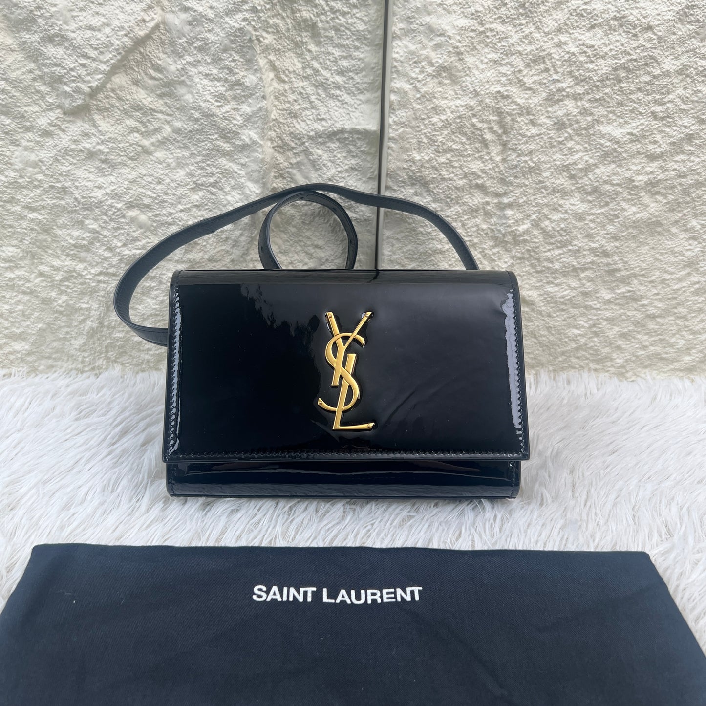 Saint Laurent Black Patent Leather Kate Shoulder Bag (Pre-Owned)