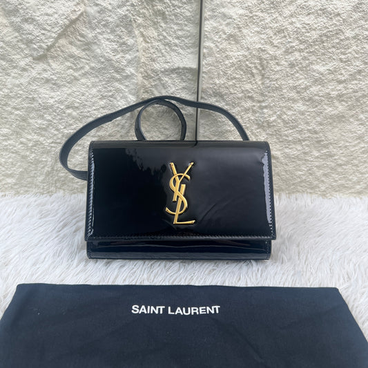 Saint Laurent Black Patent Leather Kate Shoulder Bag (Pre-Owned)