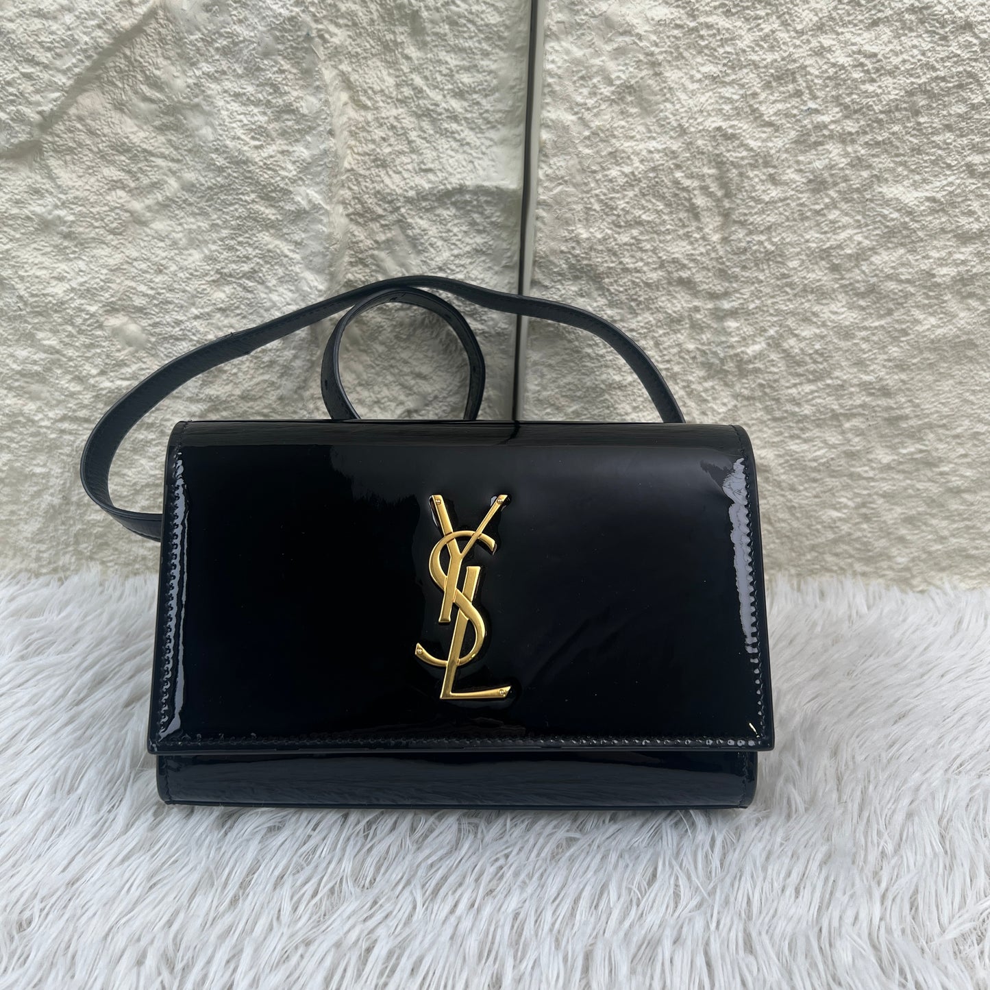 Saint Laurent Black Patent Leather Kate Shoulder Bag (Pre-Owned)