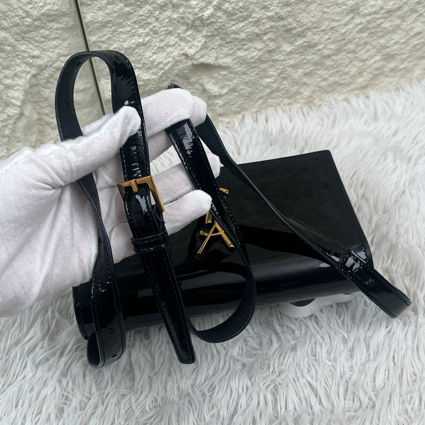 Saint Laurent Black Patent Leather Kate Shoulder Bag (Pre-Owned)
