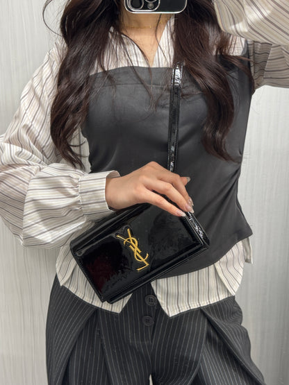 Saint Laurent Black Patent Leather Kate Shoulder Bag (Pre-Owned)