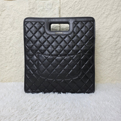 Chanel Black Quilted Leather Tote Bag with Chain Pouch (Pre-Owned)
