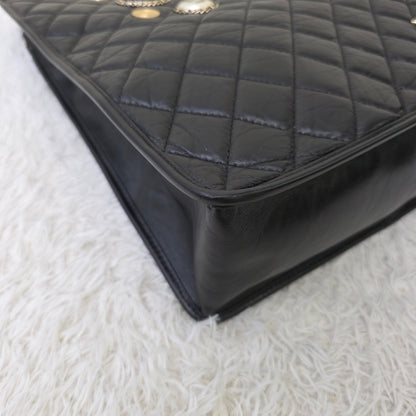 Chanel Black Quilted Leather Tote Bag with Chain Pouch (Pre-Owned)