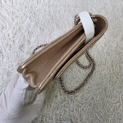 Chanel Beige Quilted Caviar Leather Wallet on Chain (Pre-Owned)