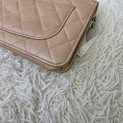 Chanel Beige Quilted Caviar Leather Wallet on Chain (Pre-Owned)