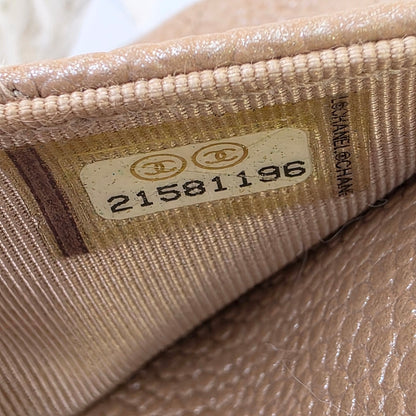 Chanel Beige Quilted Caviar Leather Wallet on Chain (Pre-Owned)
