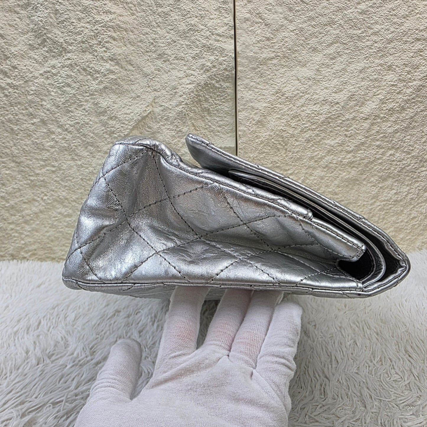 Chanel Silver Metallic Quilted Reissue Chain Shoulder Bag (Pre-Owned)