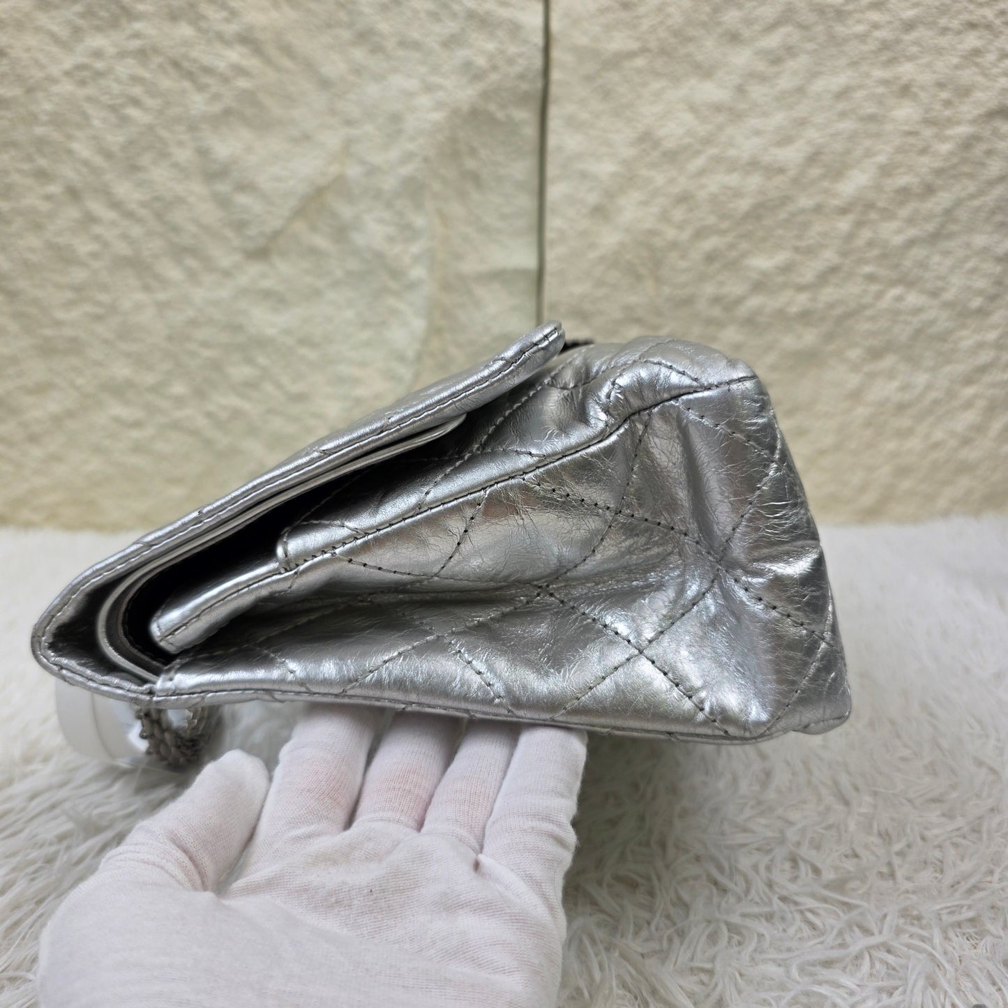 Chanel Silver Metallic Quilted Reissue Chain Shoulder Bag (Pre-Owned)