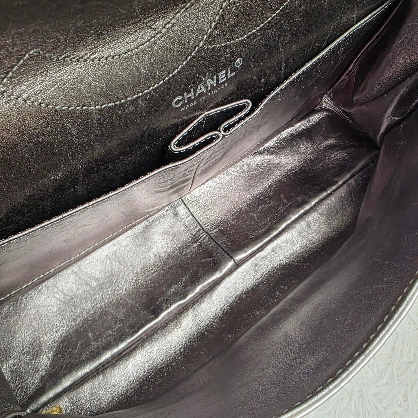 Chanel Silver Metallic Quilted Reissue Chain Shoulder Bag (Pre-Owned)