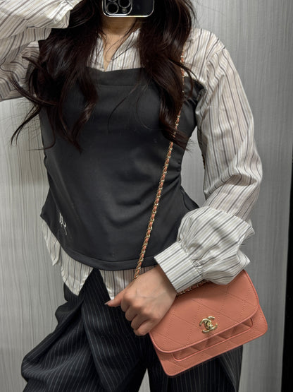 Chanel Pink Quilted Leather Chain Shoulder Bag (Pre-Owned)