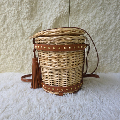 Celine Tan Wicker Basket Crossbody Bag (Pre-Owned)