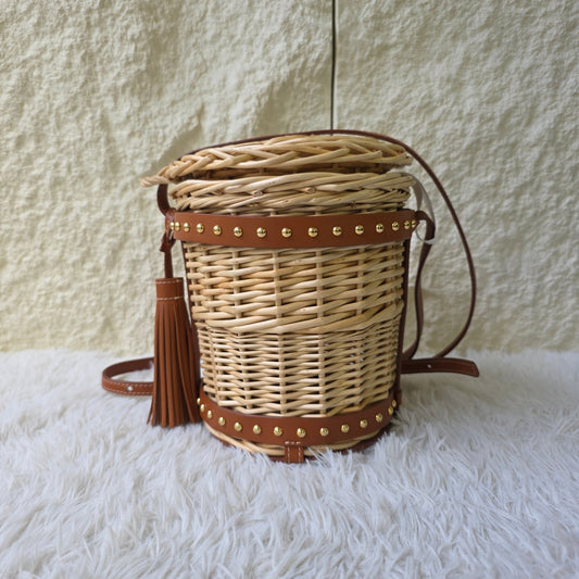 Celine Tan Wicker Basket Crossbody Bag (Pre-Owned)