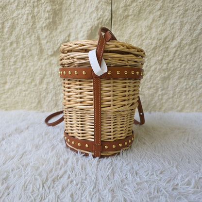 Celine Tan Wicker Basket Crossbody Bag (Pre-Owned)