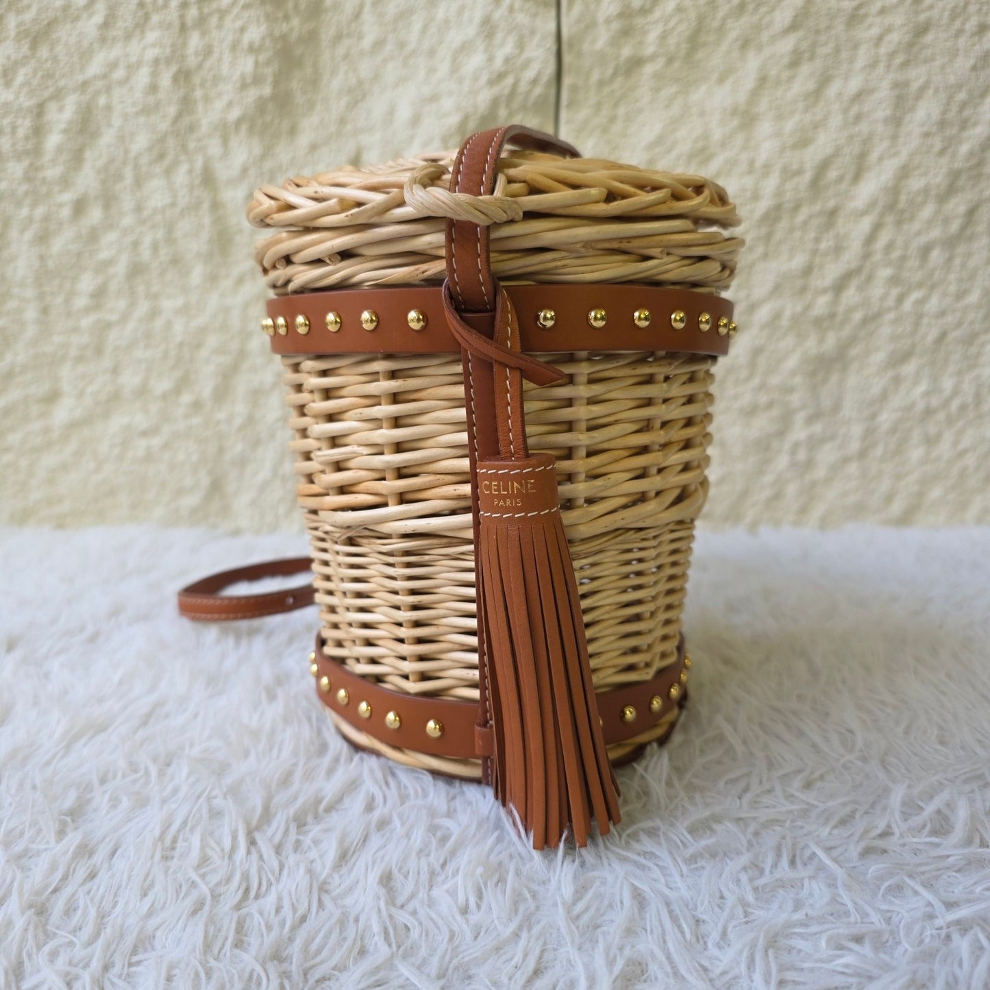 Celine Tan Wicker Basket Crossbody Bag (Pre-Owned)