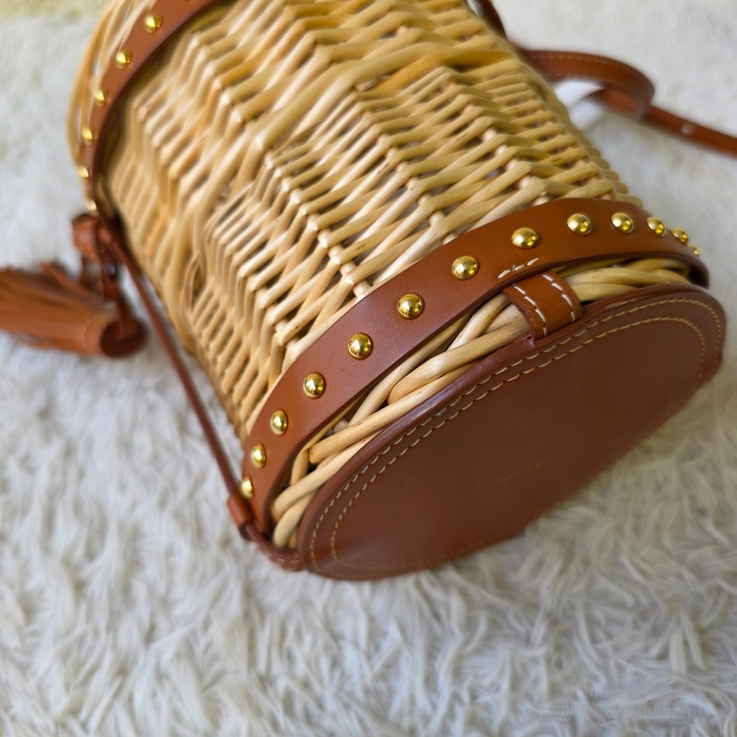 Celine Tan Wicker Basket Crossbody Bag (Pre-Owned)