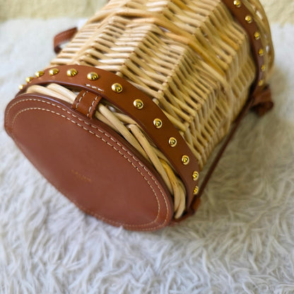 Celine Tan Wicker Basket Crossbody Bag (Pre-Owned)