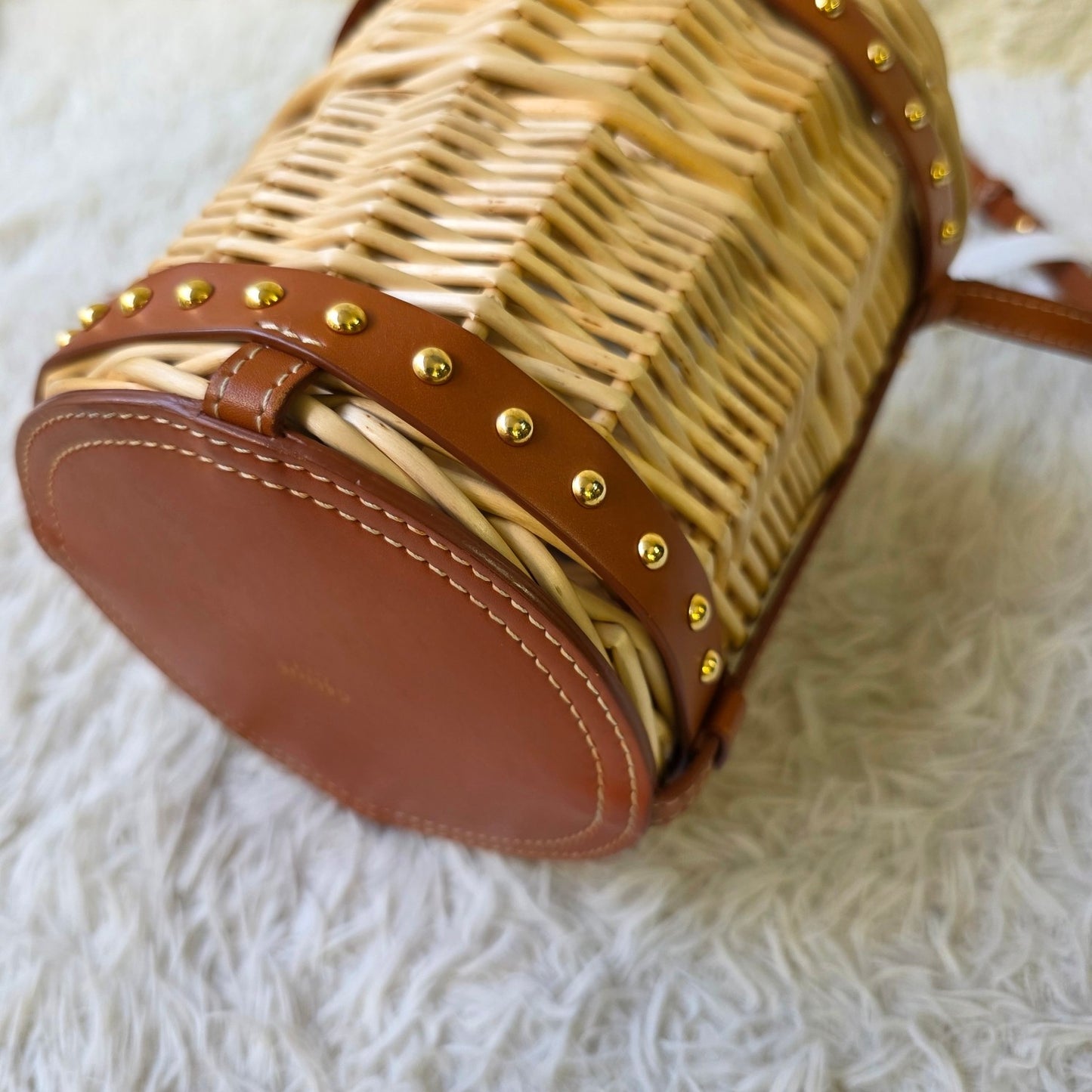 Celine Tan Wicker Basket Crossbody Bag (Pre-Owned)