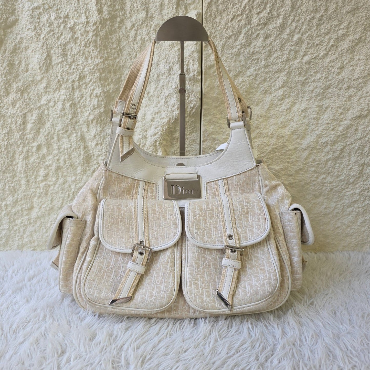 Dior Beige Oblique Canvas Shoulder Bag (Pre-Owned)
