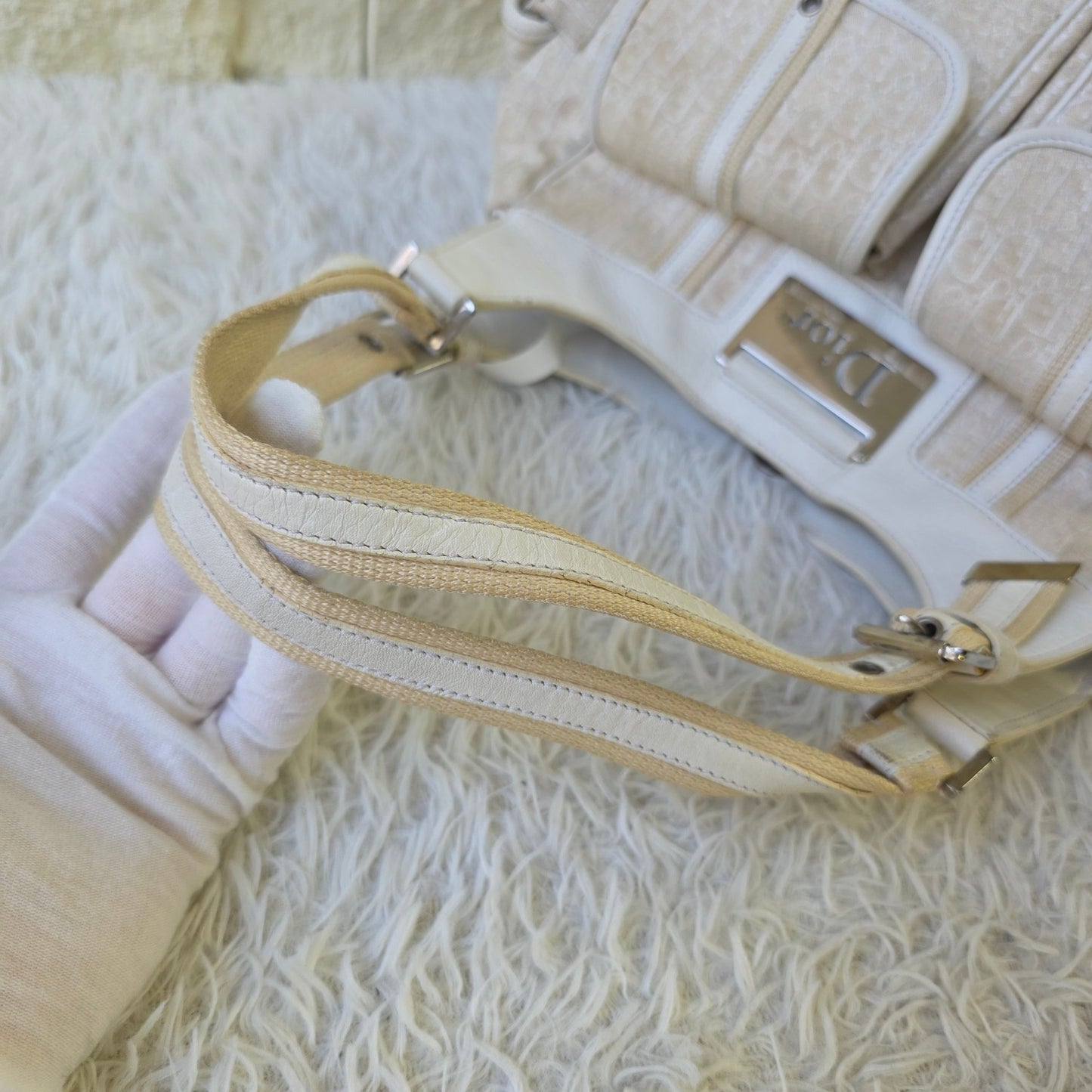 Dior Beige Oblique Canvas Shoulder Bag (Pre-Owned)