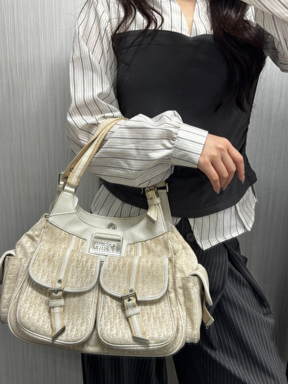Dior Beige Oblique Canvas Shoulder Bag (Pre-Owned)