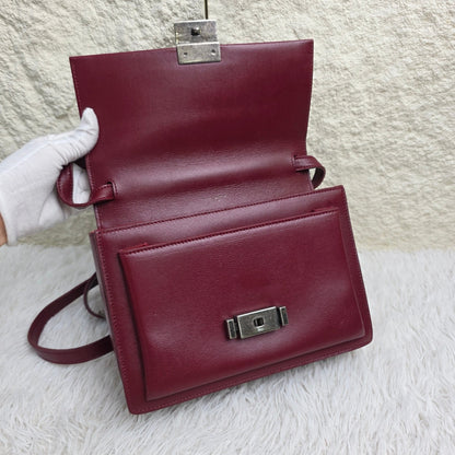 Saint Laurent Burgundy Leather Bellechasse Shoulder Bag (Pre-Owned)