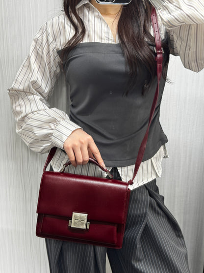 Saint Laurent Burgundy Leather Bellechasse Shoulder Bag (Pre-Owned)