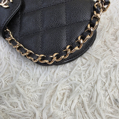 Chanel Black Quilted Caviar Leather Chain Crossbody Bag (Pre-Owned)
