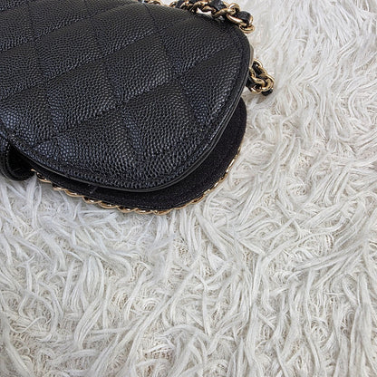 Chanel Black Quilted Caviar Leather Chain Crossbody Bag (Pre-Owned)