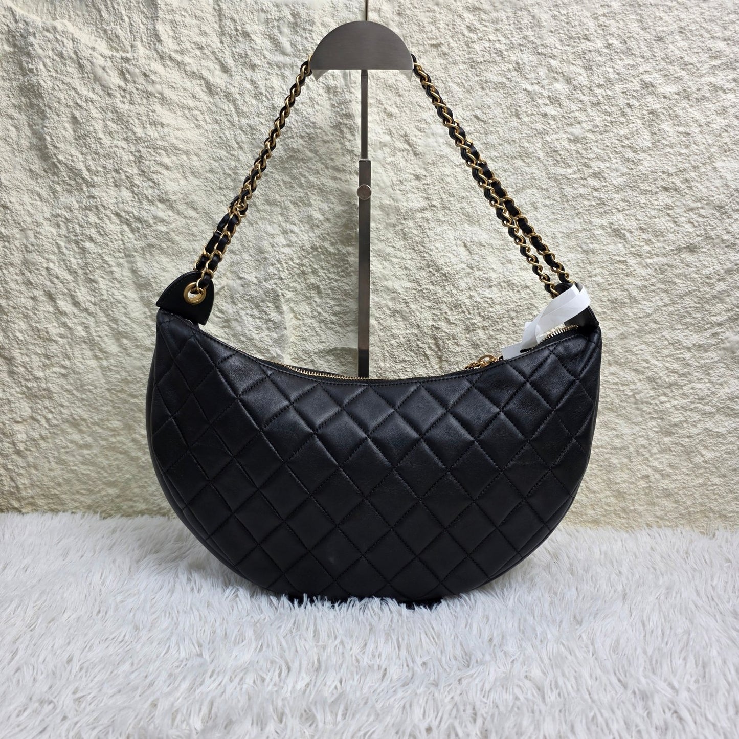 Chanel Black Quilted Leather Chain Hobo Shoulder Bag (Pre-Owned)