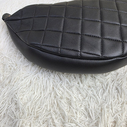 Chanel Black Quilted Leather Chain Hobo Shoulder Bag (Pre-Owned)