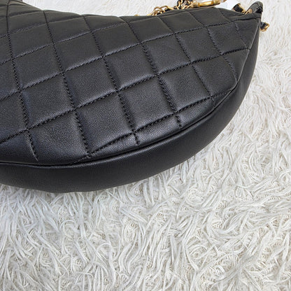 Chanel Black Quilted Leather Chain Hobo Shoulder Bag (Pre-Owned)