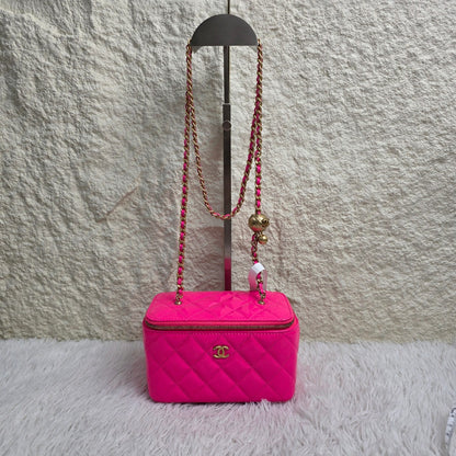 Chanel Hot Pink Quilted Leather Vanity Chain Shoulder Bag (Pre-Owned)