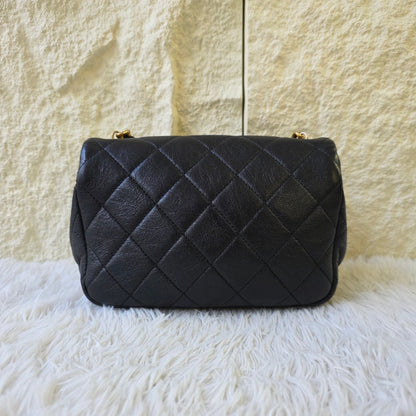 Chanel Black Quilted Leather Pearl CC Mini Flap Bag (Pre-Owned)
