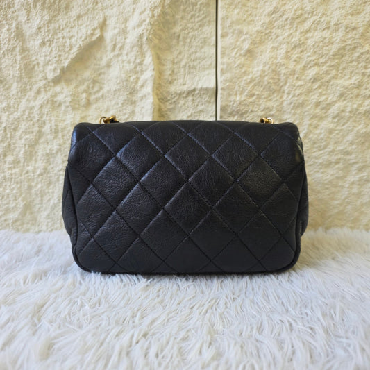 Chanel Black Quilted Leather Pearl CC Mini Flap Bag (Pre-Owned)