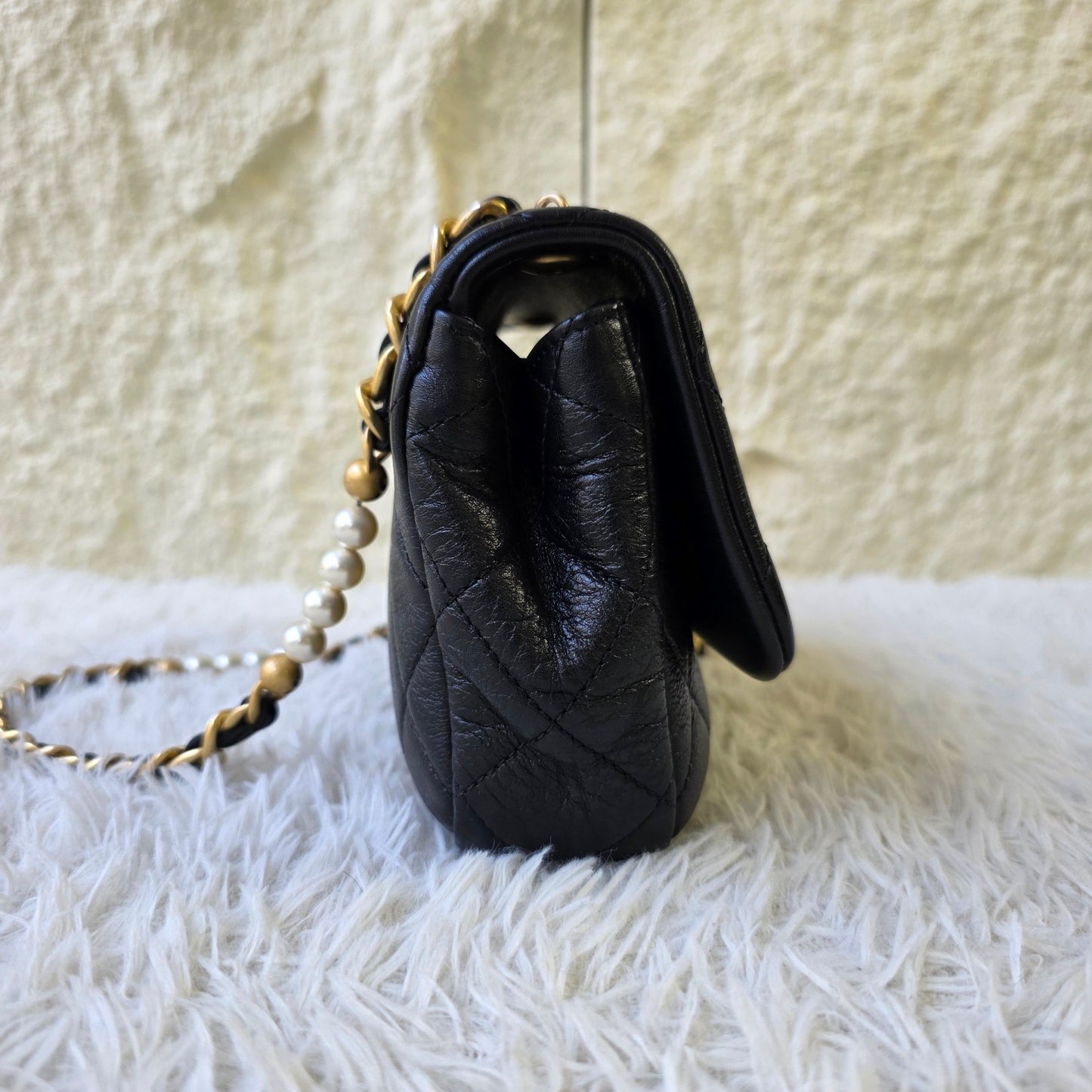 Chanel Black Quilted Leather Pearl CC Mini Flap Bag (Pre-Owned)