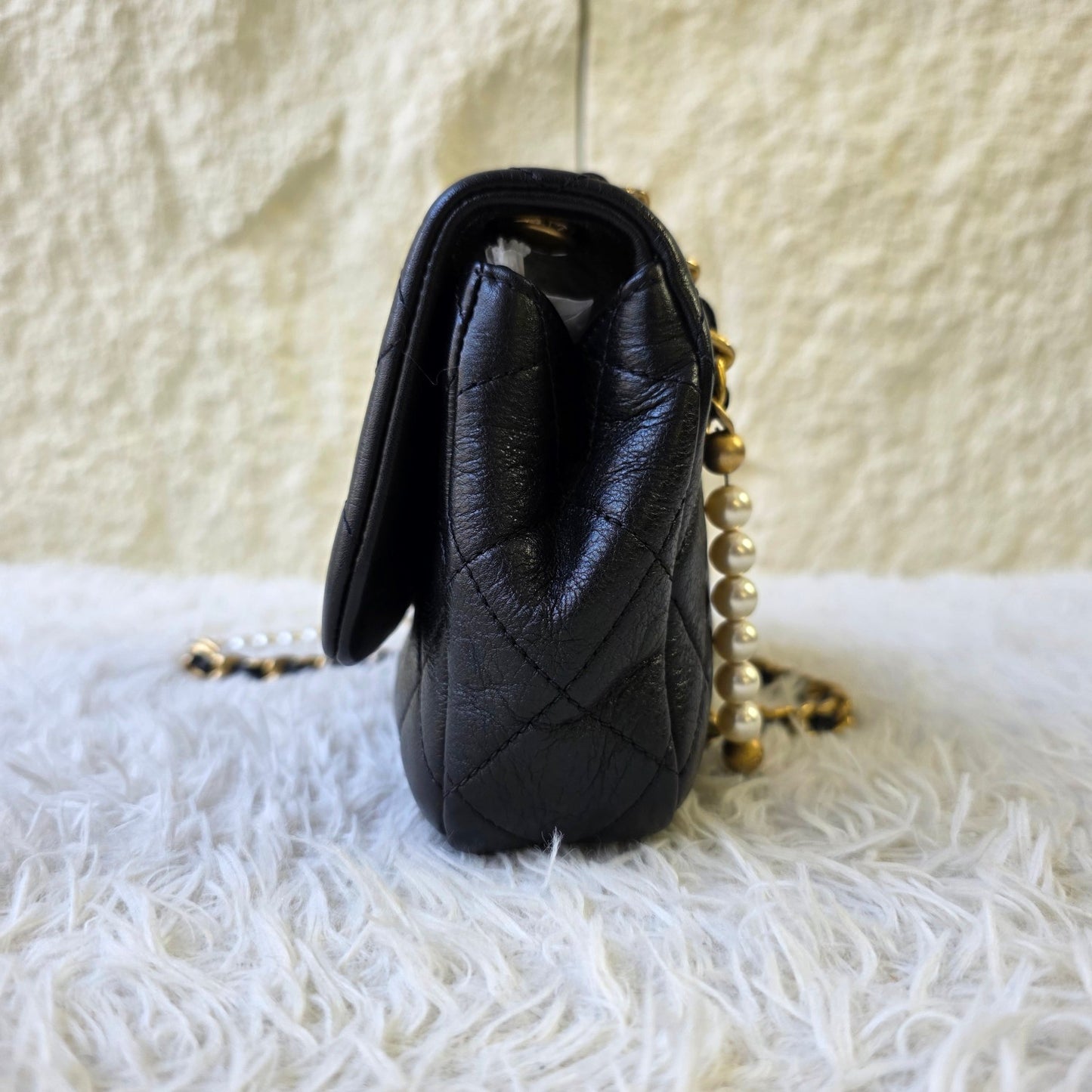 Chanel Black Quilted Leather Pearl CC Mini Flap Bag (Pre-Owned)
