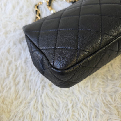Chanel Black Quilted Leather Pearl CC Mini Flap Bag (Pre-Owned)