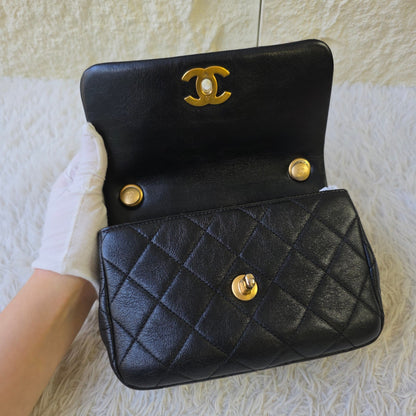 Chanel Black Quilted Leather Pearl CC Mini Flap Bag (Pre-Owned)