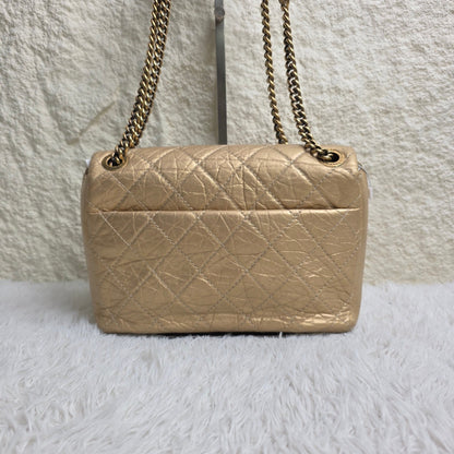 Chanel Gold Metallic Quilted Leather Chain Shoulder Bag (Pre-Owned)