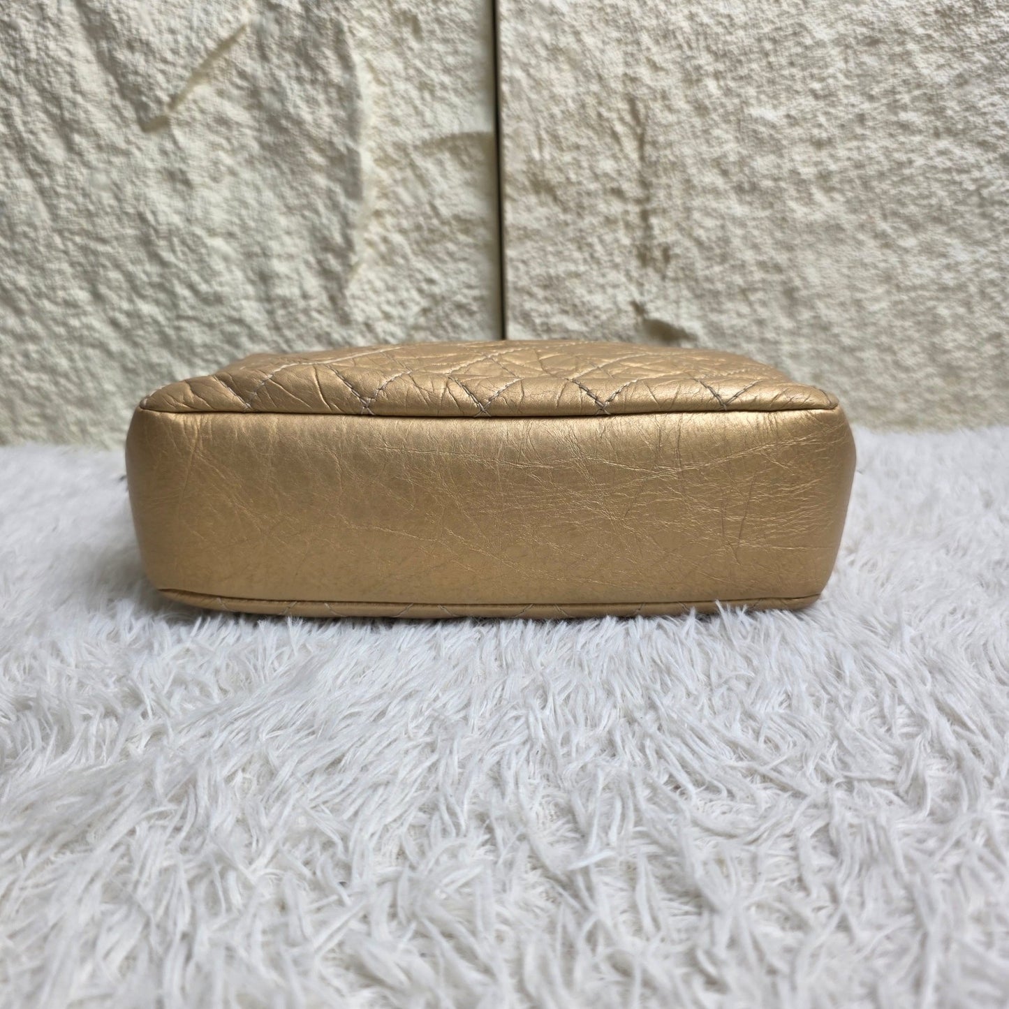 Chanel Gold Metallic Quilted Leather Chain Shoulder Bag (Pre-Owned)