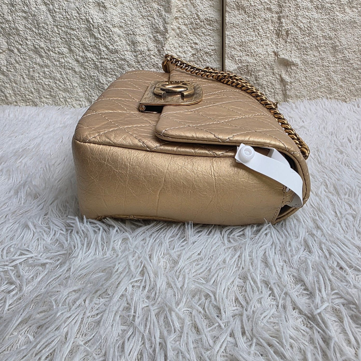 Chanel Gold Metallic Quilted Leather Chain Shoulder Bag (Pre-Owned)