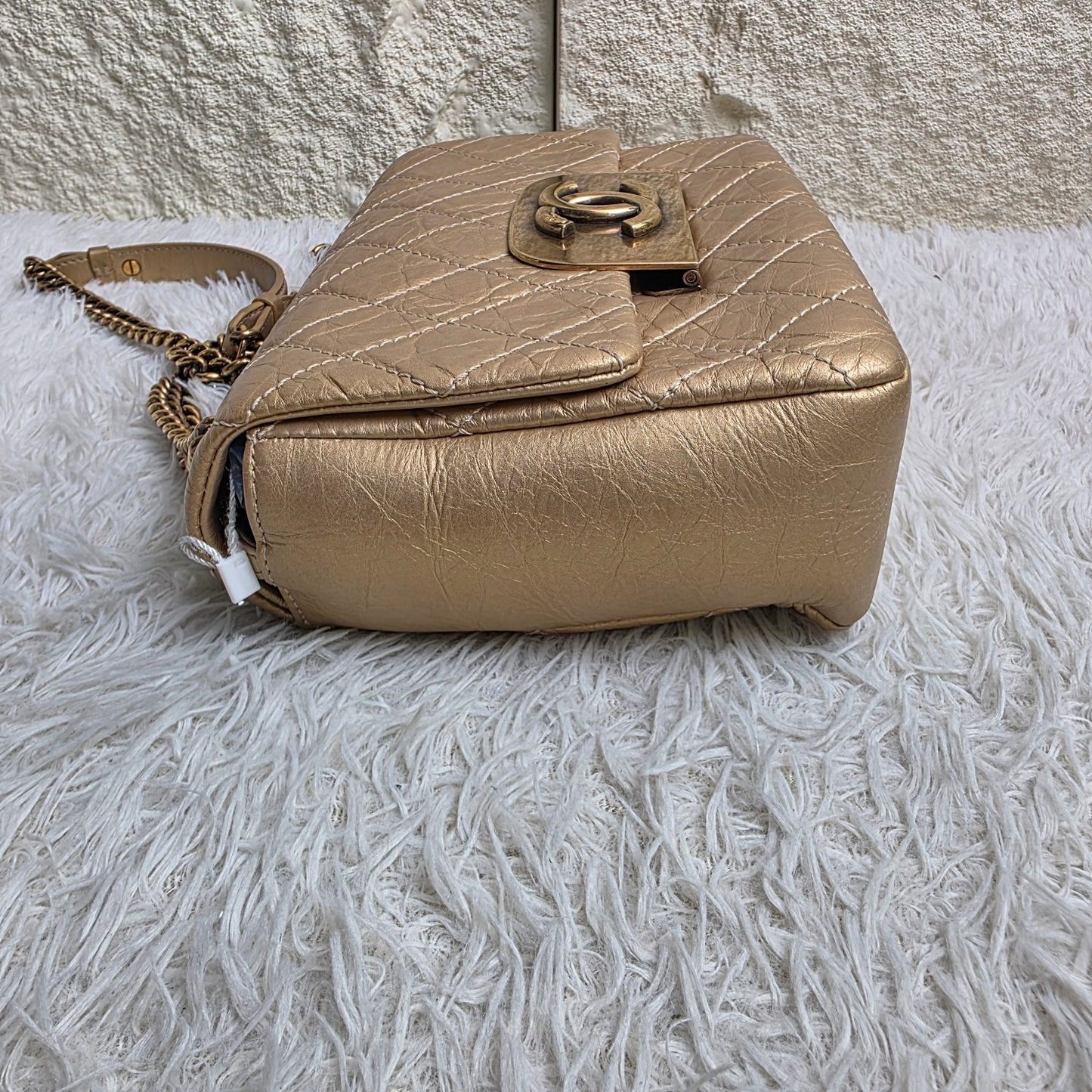 Chanel Gold Metallic Quilted Leather Chain Shoulder Bag (Pre-Owned)