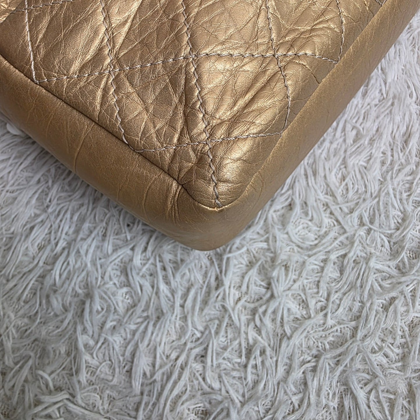 Chanel Gold Metallic Quilted Leather Chain Shoulder Bag (Pre-Owned)