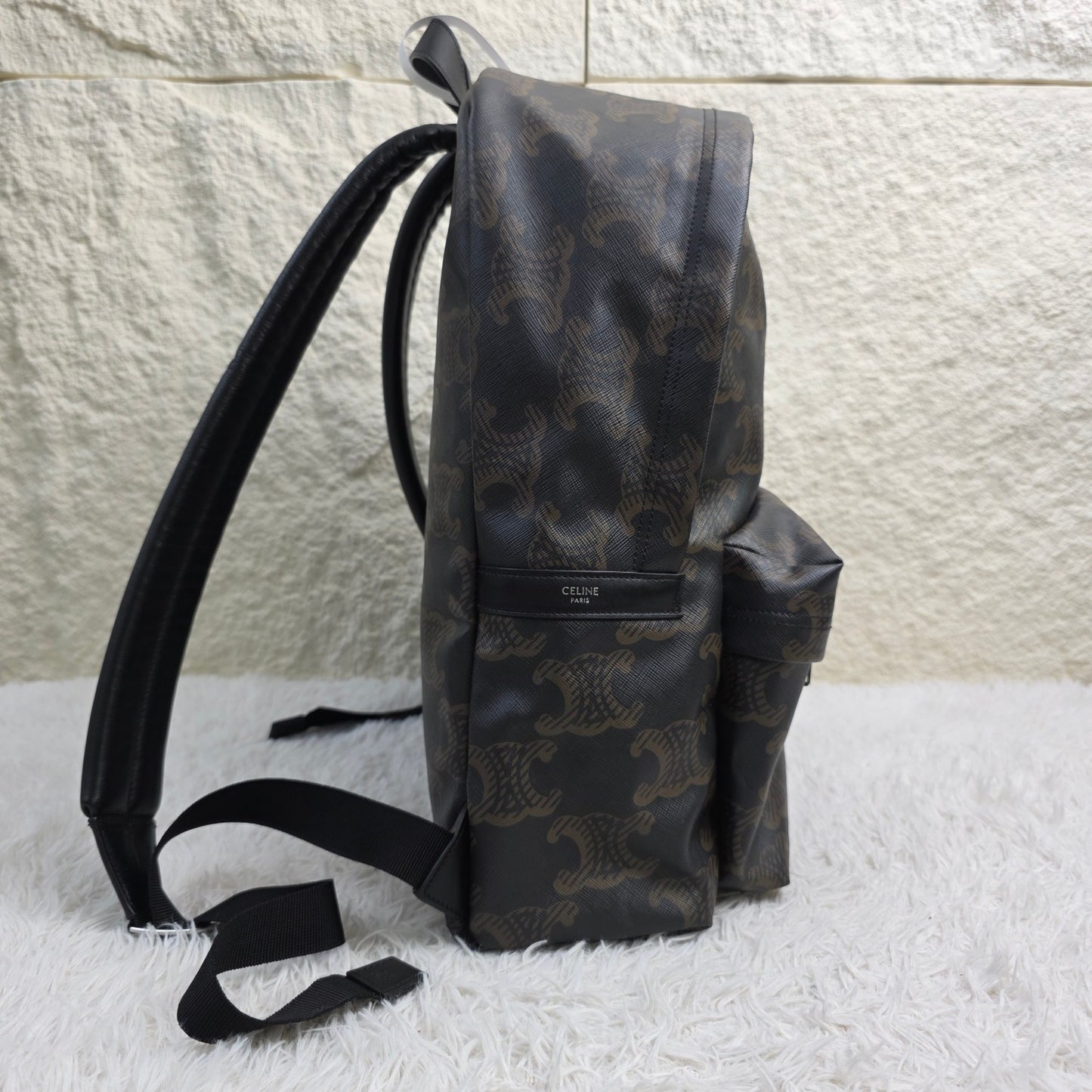 Celine Black Triomphe Canvas Backpack (Pre-Owned)
