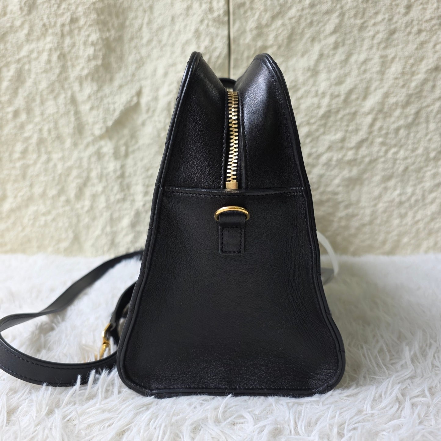 Saint Laurent Black Matelassé Leather Briefcase Bag (Pre-Owned)