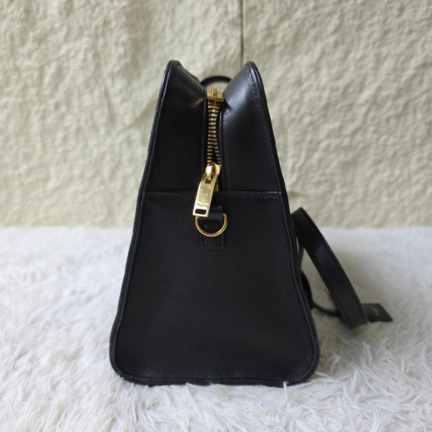 Saint Laurent Black Matelassé Leather Briefcase Bag (Pre-Owned)